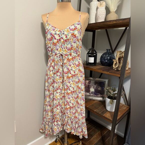 Rails Frida Fleur Floral Meadow Midi Dress Boho Peasant Romantic Bohemian MED - Picture 2 of 13